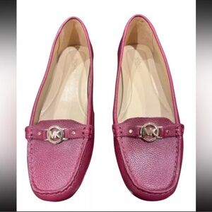 MICHAEL KORS May Leather Driving Moccasin Flat Dark Cherry/Brick Red Tomato Girl
